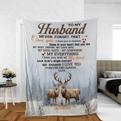 Maxcorners Personalized To My Husband Hunting Deer Fleece Blanket – Custom Name Gift for Husband, Anniversary LM1611