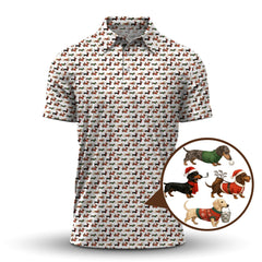 Maxcorners Dachshund Christmas Shirt For Golfer, Dog Pattern Golf Shirt, Funny Golf Shirt For Men