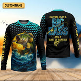 Maxcorners Happiness Is A Big Bass And A Limit Of Panfish Fishing UPF Shirts, Funny Fishing Shirt, Fishing Gifts For Men