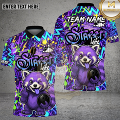 Maxcorners Street Life Raccoon Bowling Neon Splash Multioptions Personalized Name, Team Name Unisex 3D Shirt (4 Colors)