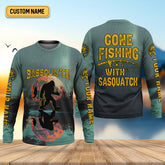 Maxcorners Gone Fishing With Sasquatch Bassquatch Fishing UPF Shirts, Fishing Gifts For Men, Men's Fishing Shirt