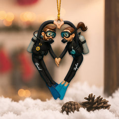 Maxcorners Diving Couple Home Decor, Christmas Ornament, Personalized Ornament4 2D Flat LM2111