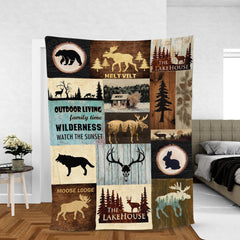Maxcorners Rustic Moose Lodge Blanket - Cozy Cabin & Lakehouse Decor for Outdoor Lovers LM1611