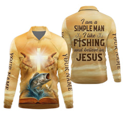Maxcorners I Like Fishing And Believe In Jesus, Fishing UPF Shirts, Fisherman Gift, Fishing Shirts For Men
