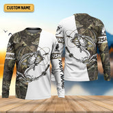 Maxcorners Camo White Fishing UPF Shirts, Camouflage Fishing Shirts, Fishing Gifts For Men, Men's Fishing Shirt