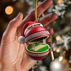 Maxcorners Custom Name Cricket Ball Ornament, Christmas Gift for Cricket Ball Lover 2D Flat LM2111