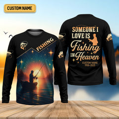 Maxcorners Someone I Love is Fishing in Heaven Shirt, Funny Fishing T-shirt, SPF Shirt For Men, Gift For Fisherman