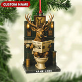 Maxcorners Personalized Acrylic Deer Bathroom Christmas Ornament - Funny Personalized Holiday Decor for Hunters & Wildlife Lovers LM0110