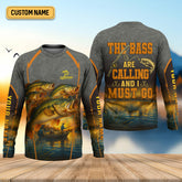 Maxcorners The Bass Are Calling And I Must Go Largemouth Bass Fishing SPF Shirt For Men, Funny Fishing Shirt