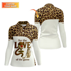 Maxcorners Leopard Golf Shirt For Women, For The Love Of The Game Golf Shirts, Personalized Golf Polos For Ladies