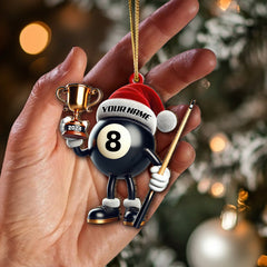 Maxcorners Custom Name Billiard Ornament, Billiard Lover Christmas Gift8 2D Flat LM2111