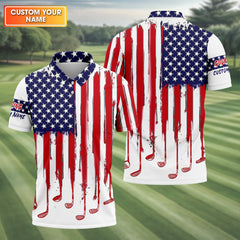 Maxcorners American Flag Custom Golf Polo Shirt, Funny Golf Shirt, Gift For Golfers