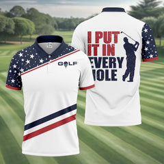 Maxcorners I Put It in Every Hole Mens Golf Polo Shirt, Mens Golf Gift, Funny Golf Shirt
