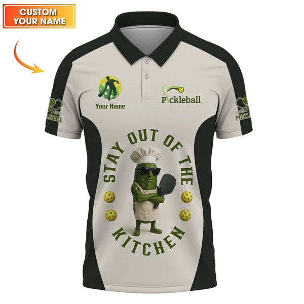 Maxcorners Stay Out of the Kitchen Pickleball Shirt, Funny Pickleball Shirts For Players, Custom Name Pickleball Polos LM0509