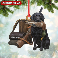 Maxcorners Personalized Duck Hunting Dog Ornament - Personalized Acrylic Christmas Decor for Hunters LM0411