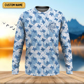 Maxcorners Texas Camo Blue Fishing UPF Shirts, Performance Fishing Shirts, Fishing Gifts For Men, Men's Fishing Shirt
