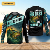 Maxcorners I Like Big Bass And I Cannot Lie Shirt, Funny Fishing T-shirt, SPF Shirt For Men, Gift For Fisherman