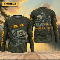 Maxcorners Gone Fishin In The Afterlife Horror Fishing SPF Shirt For Men, Halloween Fishing Jersey, Presents For Fishermen