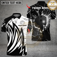 Maxcorners Black and White Bowling Personalized Name, Team Name 3D Shirt