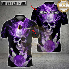 Maxcorners Bowling Flaming Skull Multicolor Customized Name, Team Name 3D Shirts