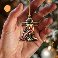 Maxcorners Custom Name U.S Veteran Ornament, U.S Veteran Memorial Christmas Gift 2D Flat LM2211