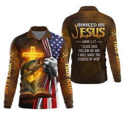 Maxcorners Hooked On Jesus Mark 1:17 Fishing UPF Shirts, Jesus Fishing Shirt, Fishing Shirt For Men