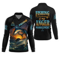 Maxcorners Fishing Is My Anger Management Men Fishing Shirt, SPF Shirt For Men, Presents For Fishermen
