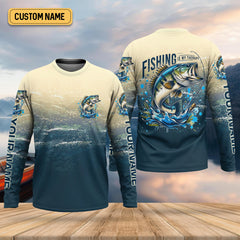 Maxcorners Fishing Is My Therapy Navy And Beige Fishing UPF Shirts, Gift For Fisherman, Fishing Shirts For Men