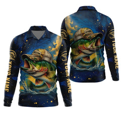 Maxcorners Bass Fishing Shirt, Camo Long Sleeve Shirt, SPF Shirt For Men, Gift For Fisherman