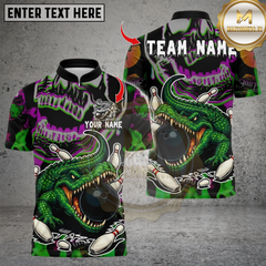 Maxcorners Bowling And Pins Crocodile Personalized Name 3D Unisex Shirt