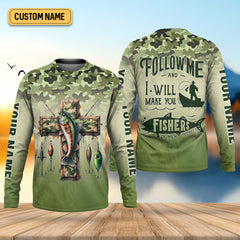Maxcorners I Will Make You Fishers Of Men Camouflage Fishing Shirts, Fishing UPF Shirts, Christian Fishing Shirts For Men