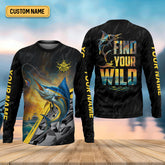 Maxcorners Find Your Wild Swordfish Fishing SPF Shirt For Men, Gift For Fisherman, Men's Fishing Shirt