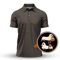 Maxcorners Funny Dachshund Golf Shirt For Men, Pattern Golf Shirt, Halloween Golf Shirt For Golfer