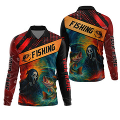 Maxcorners Ghost Face Fish Mens Sun Protection Shirts, Fishing Jersey, Fisherman Gift, Fishing Shirts For Men