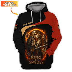 Maxcorners Custom Poker Shirt King of Spades Skeleton Tee, Gifts Poker Team PlayersLM1009