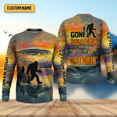 Maxcorners Gone Squatchin And Catchin UFO Bigfoot Fishing UPF Shirts, Fishing Gifts For Men, Fishing Shirts For Men