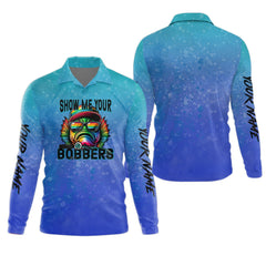 Maxcorners Show Me Your Bobbers Shirt, Blue Neon Men Fishing Shirt, Funny Fishing Shirt, SPF Shirt