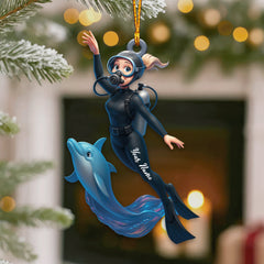 Maxcorners Diving Home Decor, Christmas Ornament, Personalized Ornament 3 2D Flat LM2111