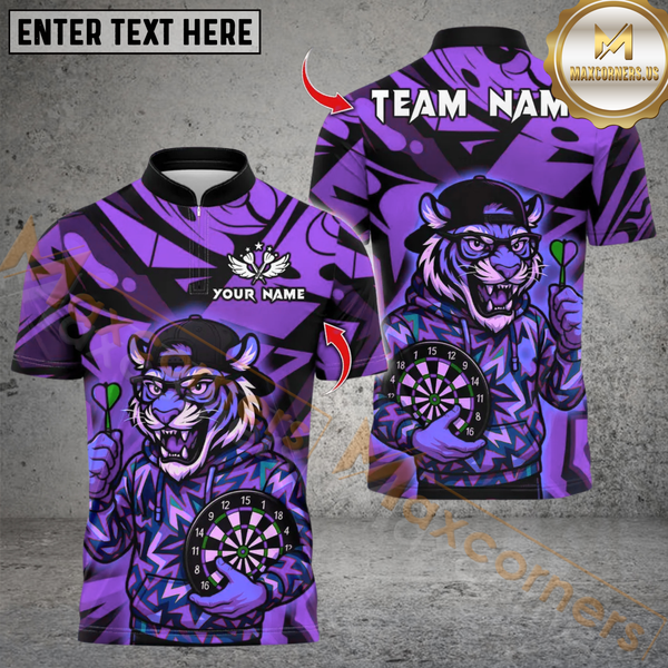 Maxcorners Streetwear Tiger With Dartboard Design Multioptions Personalized Name, Team Name Unisex 3D Shirts