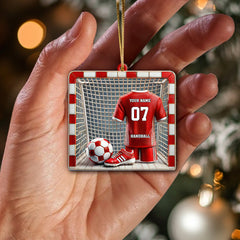 Maxcorners Custom Name and Number Handball Ornament, Christmas Gift for Handball Lovers 2D Flat LM2211