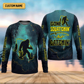 Maxcorners Gone Squatchin And Catching Night Forest Performance Fishing Shirts, SPF Shirt For Men, Gift For Fisherman