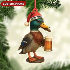 Maxcorners Personalized Mallard Duck Christmas Acrylic Ornament Custom Name Holiday Decor for Hunters & Nature Lovers LM0110