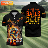 Maxcorners It Takes A Lot Of Balls To Golf Like I Do Custom Men's Golf Polo Shirt, Skull Golf Shirt, Funny Golf Shirt