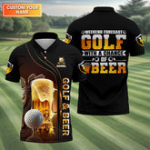 Maxcorners Weekend Forecast Golf With A Change Of Beer Custom Golf Polo Shirt, Mens Golf Gift, Golf Lover Gift