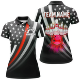 Maxcorners Bowling And Pins Retro American Multicolor Option Customized Name 3D Shirt For Women