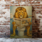 Maxcorners Funny Lion Bath Canvas Wall Art Rustic Bathroom Decor for Cabin LM2611