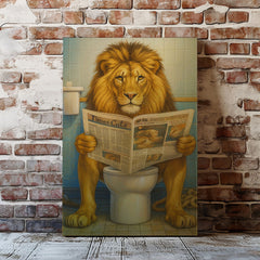 Maxcorners Funny Lion Bath Canvas Wall Art Rustic Bathroom Decor for Cabin LM2611
