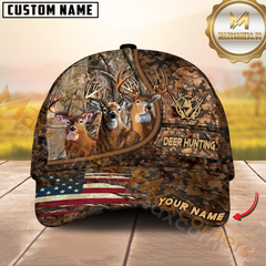 Maxcorners Deer Hunting Camo With American Flag Personalized Hat 3D Printed Multicolor | Brown