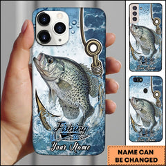 Maxcorners Crappie Fishing Phone Case Hook Line Ocean Bubble Design Personalized Name Phone Case