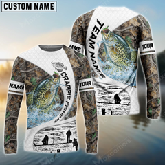 Maxcorners Crappie Fishing Camo Fisher Sun Protection Personalized Name, Team Name Long Sleeve Shirt